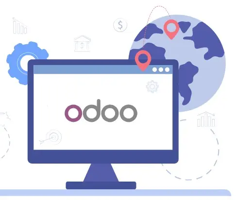 Computer monitor with Odoo logo