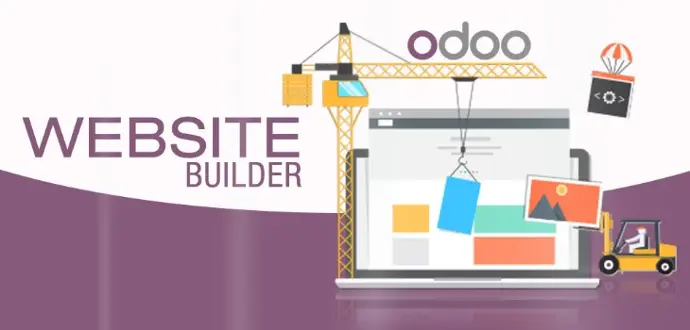 Odoo website builder with crane and forklift